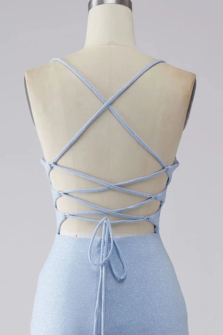 Elegant Mermaid/Trumpet Spaghetti Straps Sleeveless Sequins Sweep/Brush Train Prom Dress