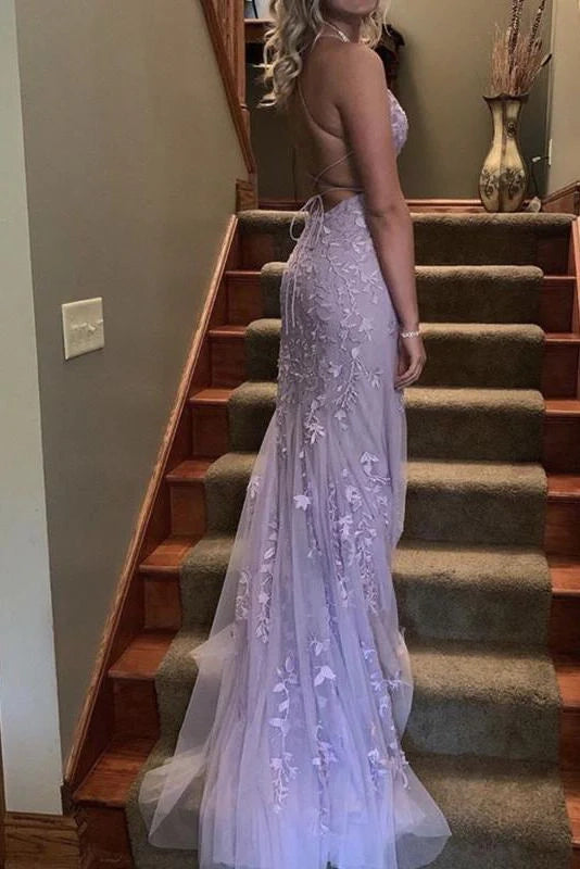 Elegant Trumpet Square Neck Sleeveless Backless Sweep/Brush Train Prom Dress