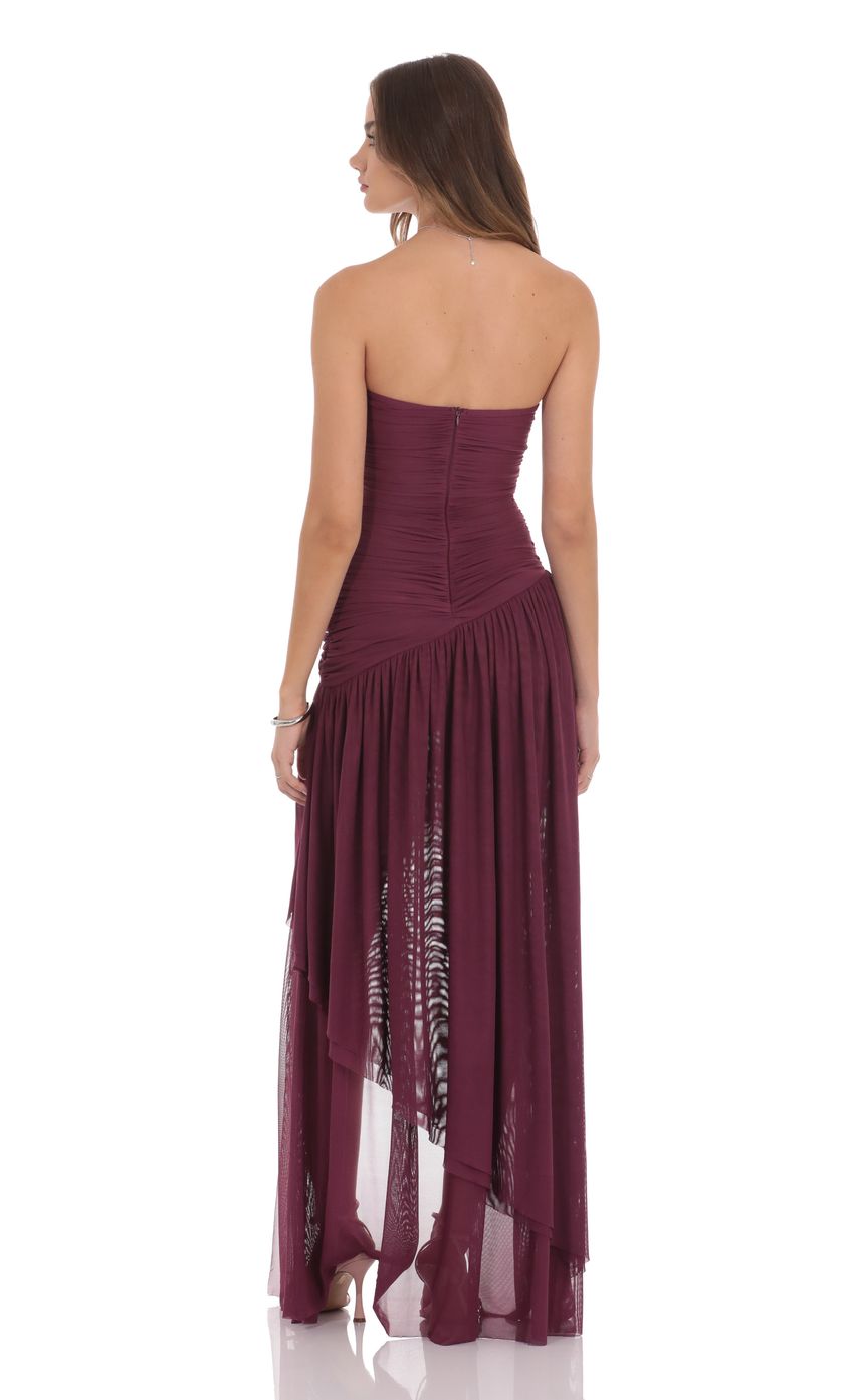 Ethereal Sheath Sweetheart Strapless Ruched Chiffon High-Low Prom Dresses