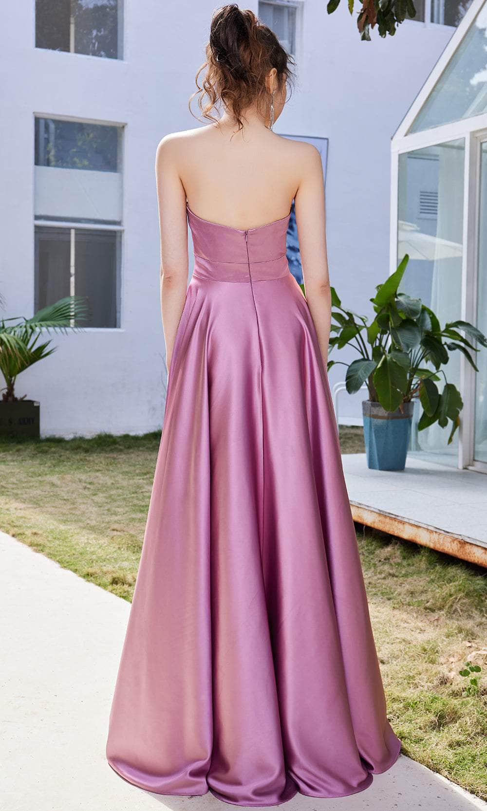 Evening Dresses For Women/ Straight Across Neckline Strapless Pleated A-Line Long Dress Evening Dresses