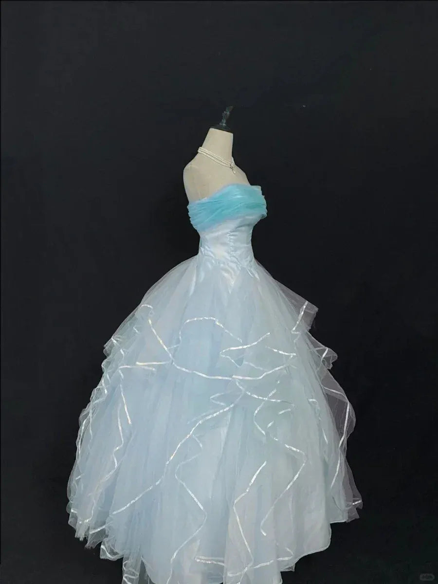 Exquisite Ball Gown Off-Shoulder Sleeveless Pleated Tulle Floor-Length Prom Dress