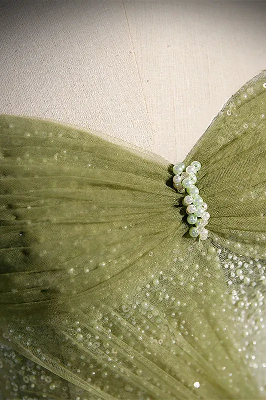 Fairy A-Line Off the Shoulder Sleeveless Pleated Tulle Floor-Length Prom Dress