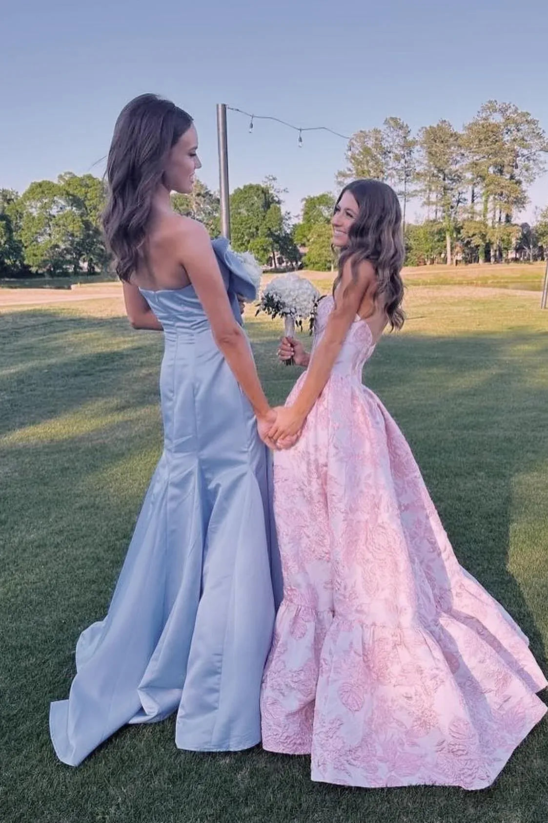 Fashion Mermaid Strapless Sleeveless Backless Bow Floor-Length Prom Dress
