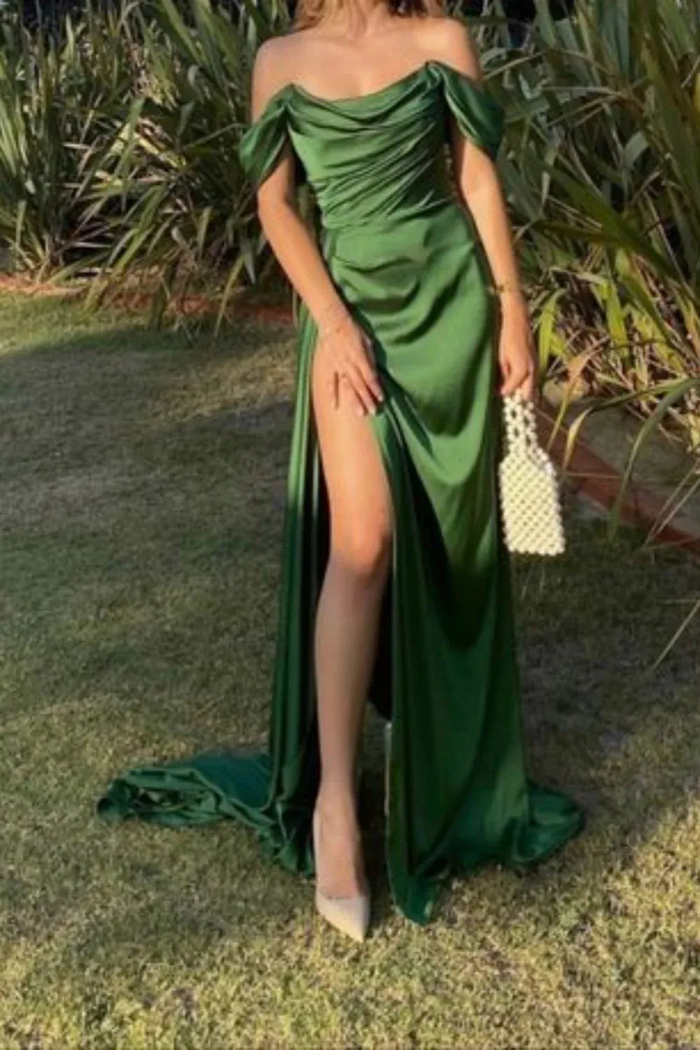 Fashion Sheath Off the Shoulder Sleeveless Satin Floor-Length Lace Up Prom Dress