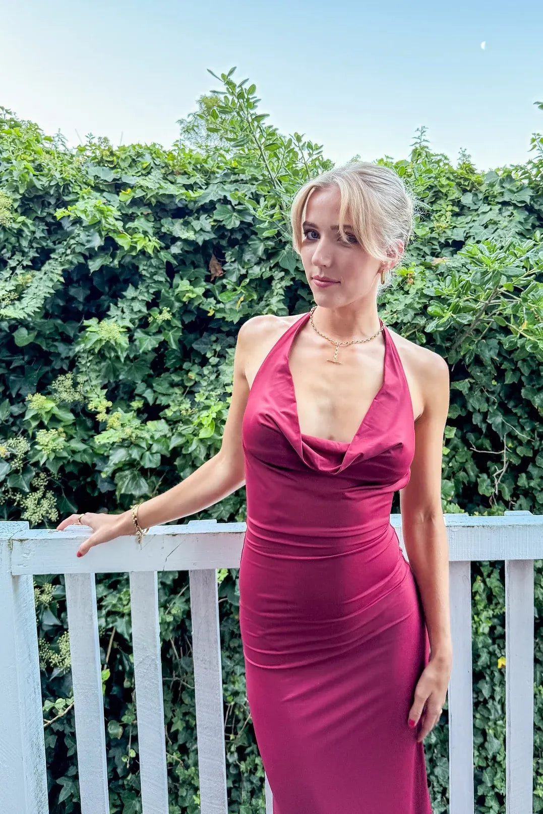 Fashionable Mermaid Cowl Neck Sleeveless Satin Pleated Floor-Length Prom Dress