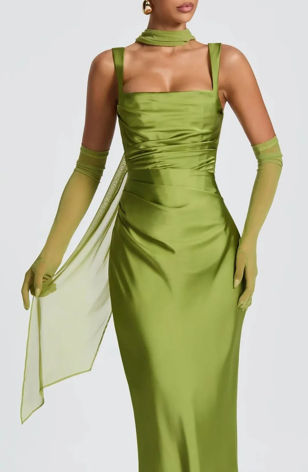 Fashionable Mermaid Straight Sleeveless Crisscross Back Floor-Length Side Slit prom dress for women
