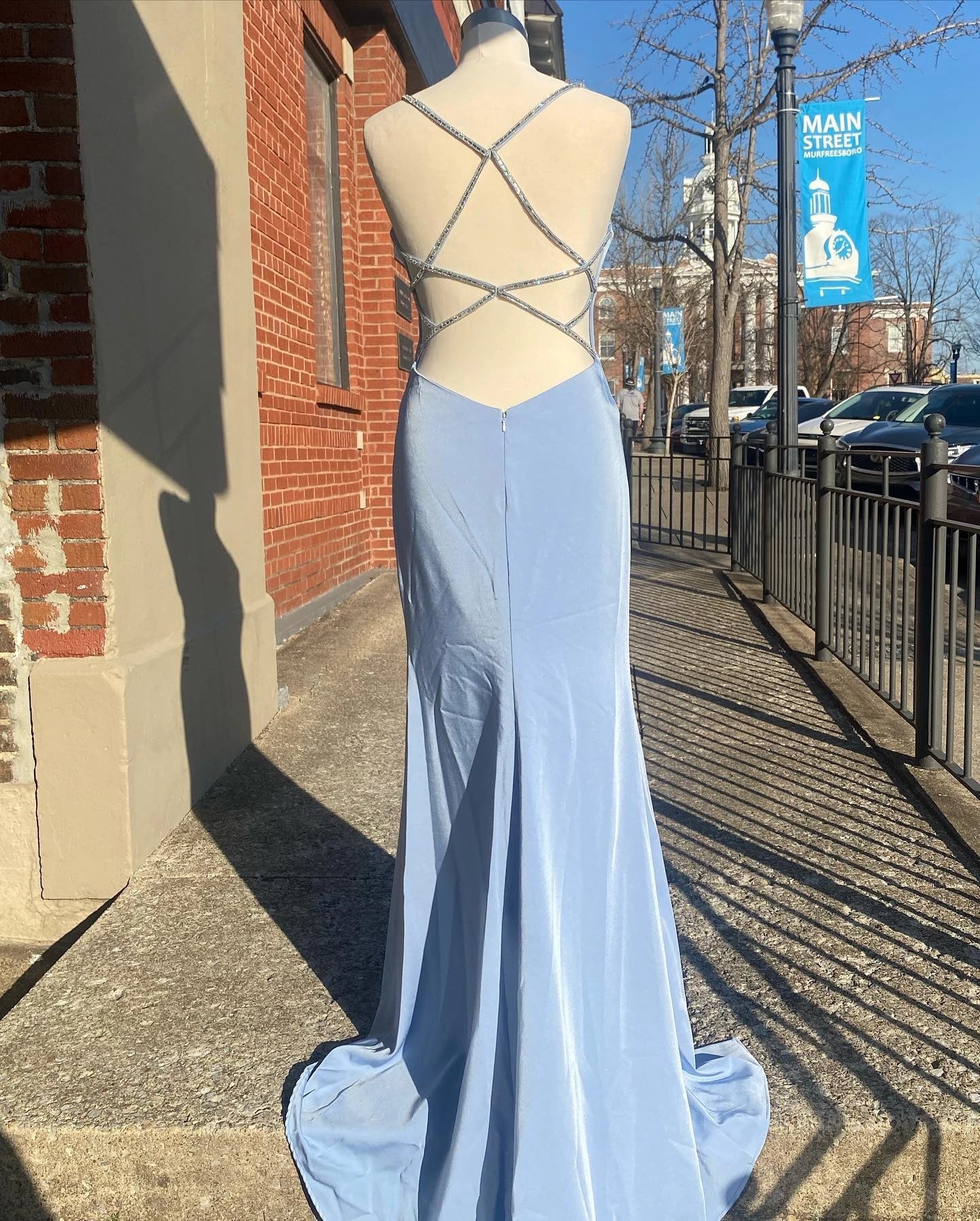 Floor Length Sky Blue Satin Formal Dress Long UK Evening Dress
