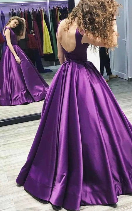 Formal Wear Dresses/A-Line Satin Bateau Sleeveless Zipper Low-V Back Dress Prom Dress
