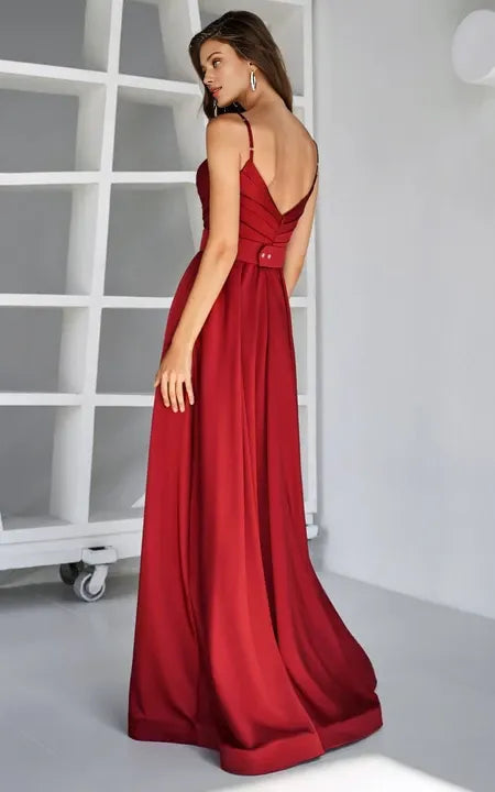 Formal Wear Dresses/Sweetheart Spaghetti Sheath Front Split Ruched Dress Prom Dress