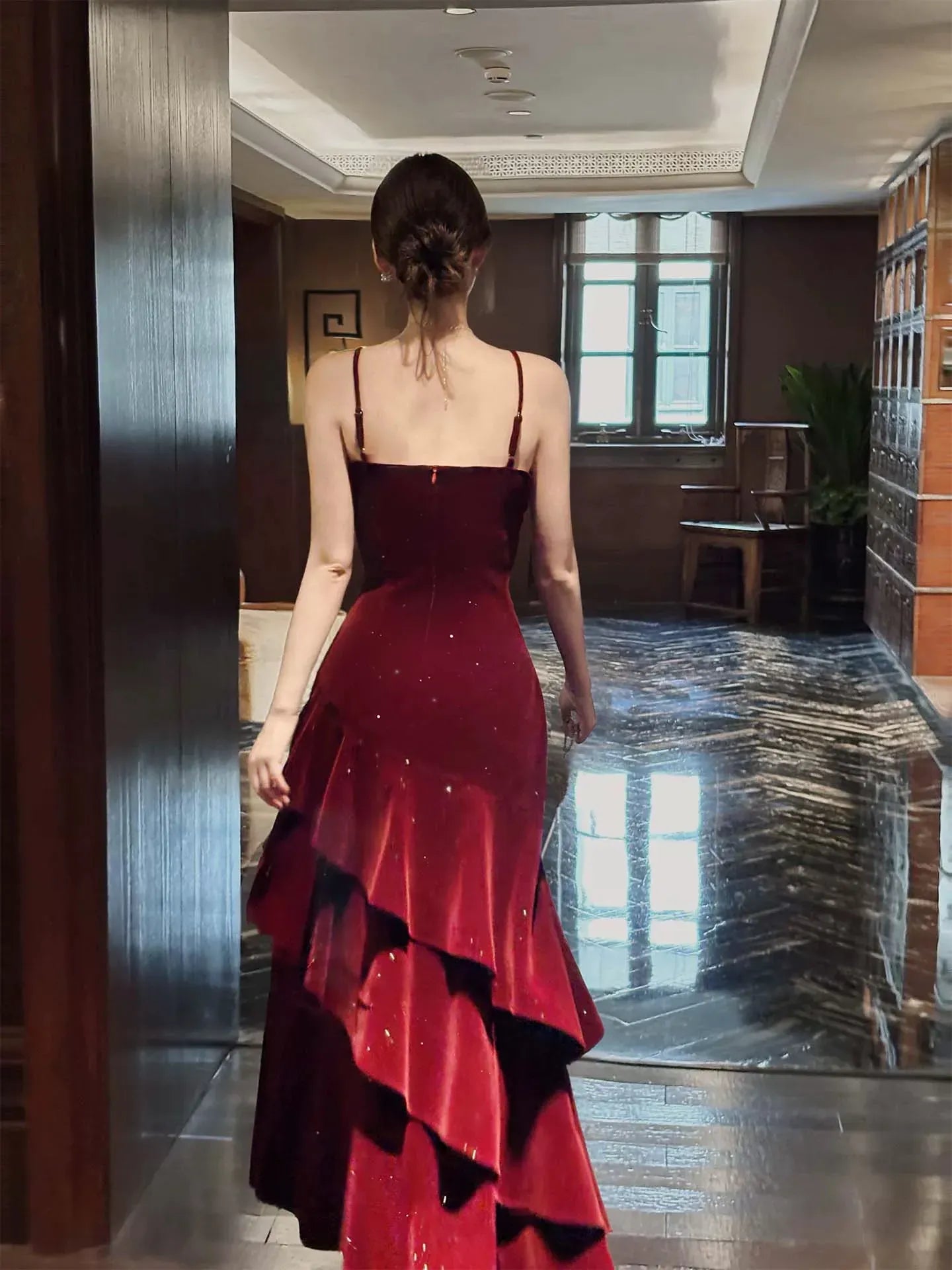 Glamorous A-Line Straight Neck Sleeveless Zipper Back Ankle-Length Party Evening Dress