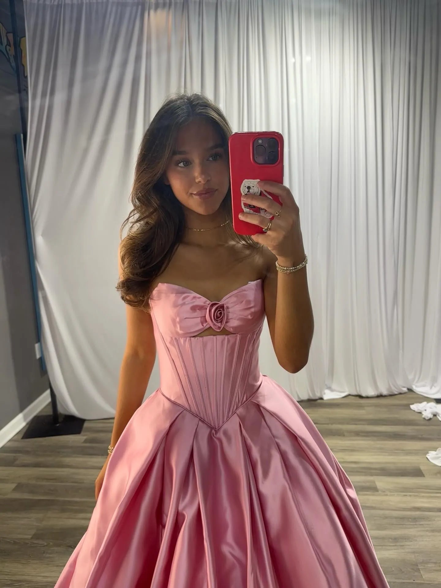 Glamorous Strapless Sweetheart Corset Lace-Up Back Satin Ball Gown