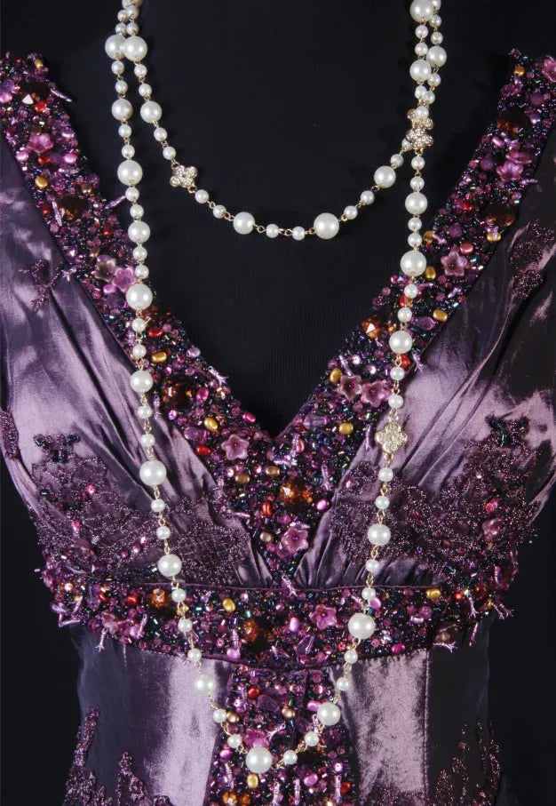 Glamorous Mermaid V-neck Beaded Plum Evening Dress For Ladies Hot Sale