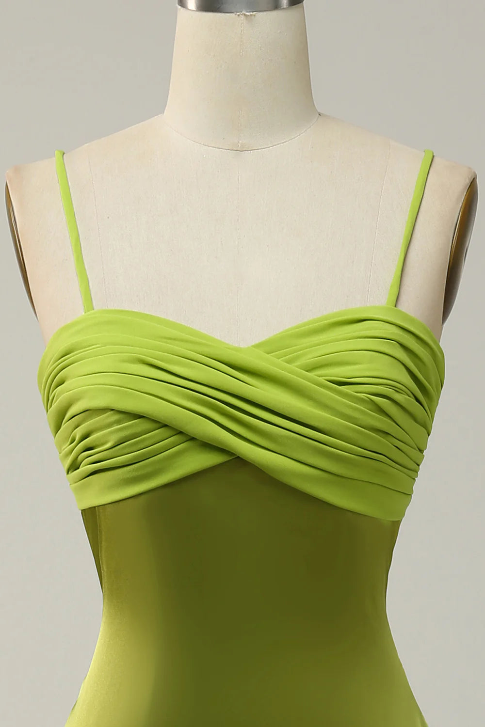 Sheath Spaghetti Straps Lemon Bridesmaid Dress with Silt