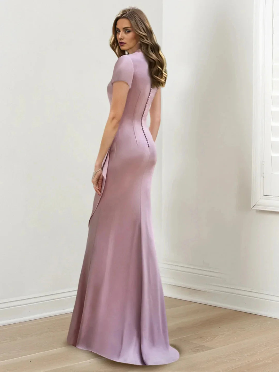 Mermaid Trumpet Floor-Length V Neck Mother of the Bride Dresses with Ruffles