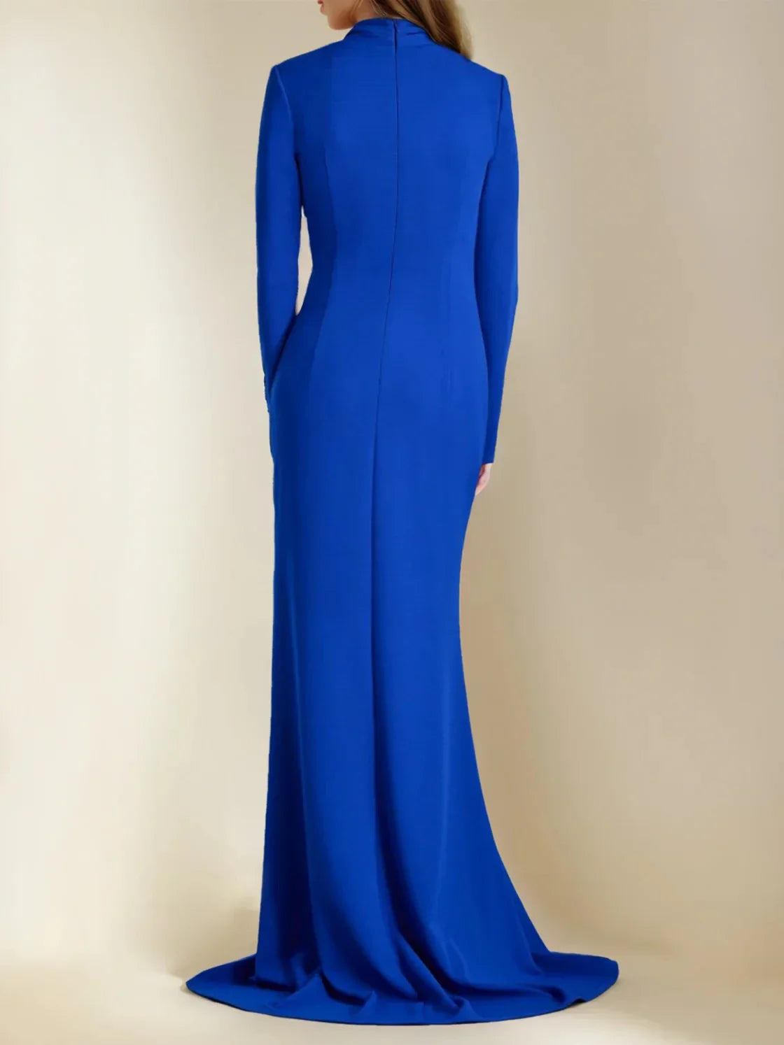 Mermaid Trumpet V-Neck Long Sleeves Floor-Length Mother of the Bride Dresses with Split Side