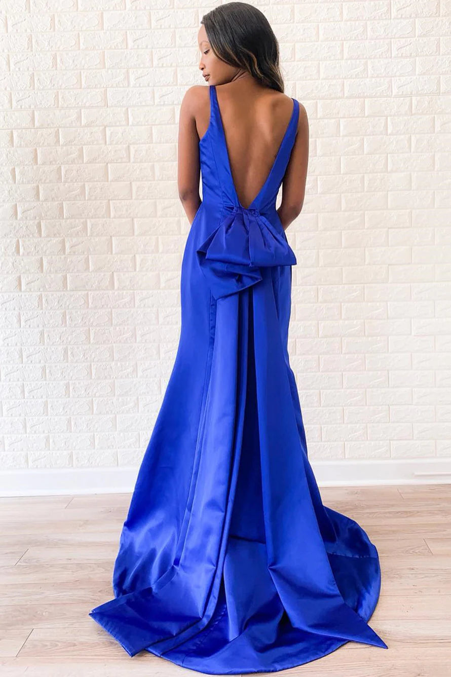 Mermaid V-Back Watteau Light Sky Blue Prom Dress/Formal Women's Dresses