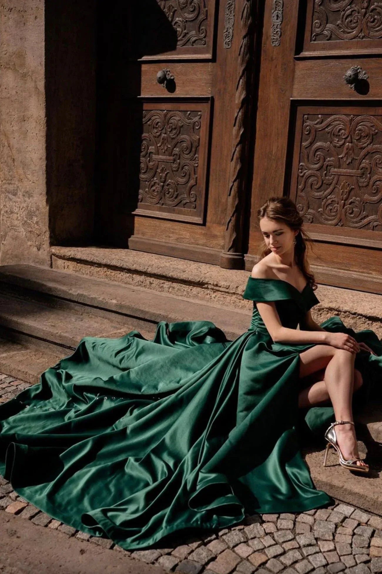Modern A-Line Off the Shoulder Sleeveless Lace Up Floor-Length Prom Dress