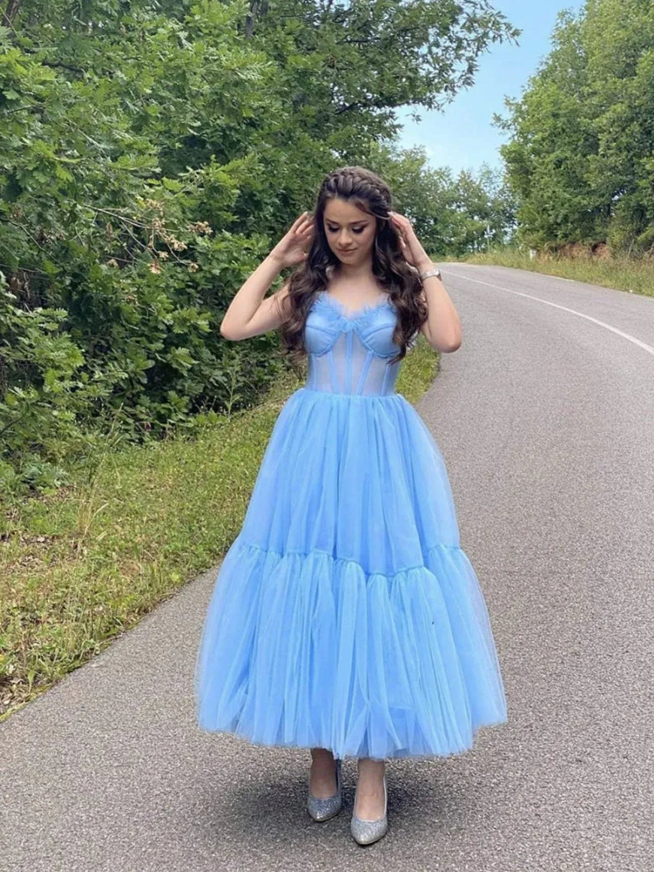Modern A-Line Sweetheart Neck Sleeveless Lace Up Ankle-Length Prom Dress