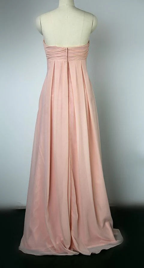 Modern A-line Strapless Sleeveless Chiffon Floor-Length Prom Dress
