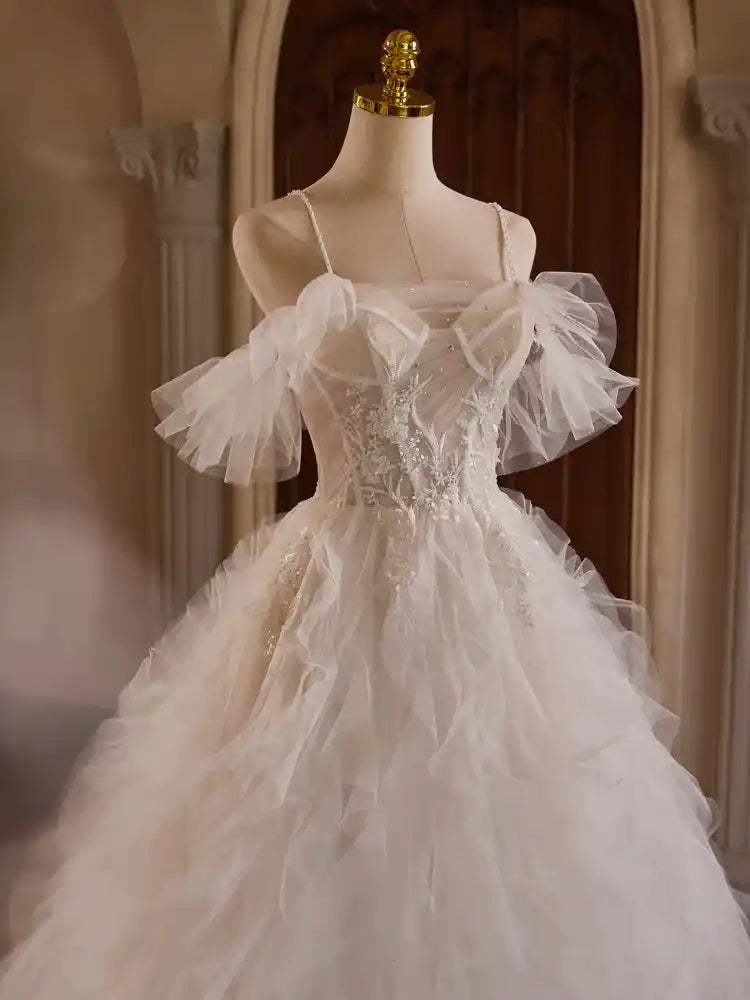 New Arrival Spaghetti Straps Off-the-shoulder Bridal Gown