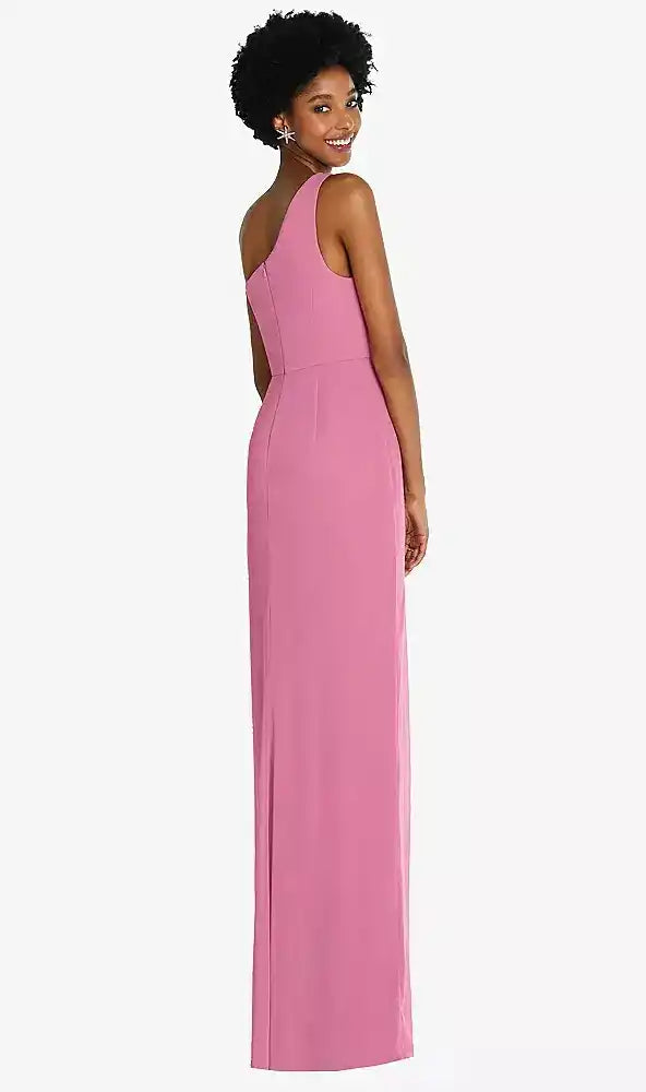 One-Shoulder Chiffon Trumpet Gown in Orchid Pink