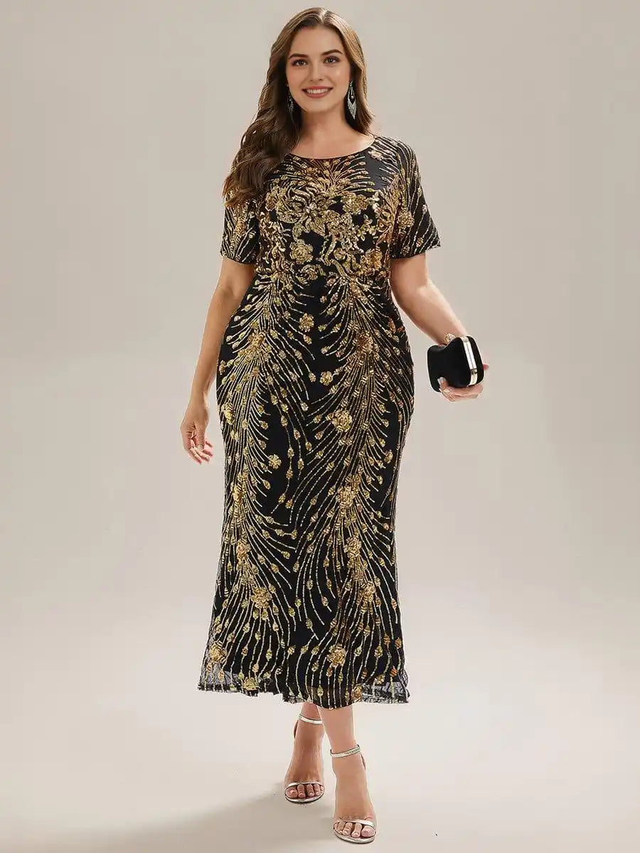 Plus Size Sequin Mermaid Mother of the Bride Dress