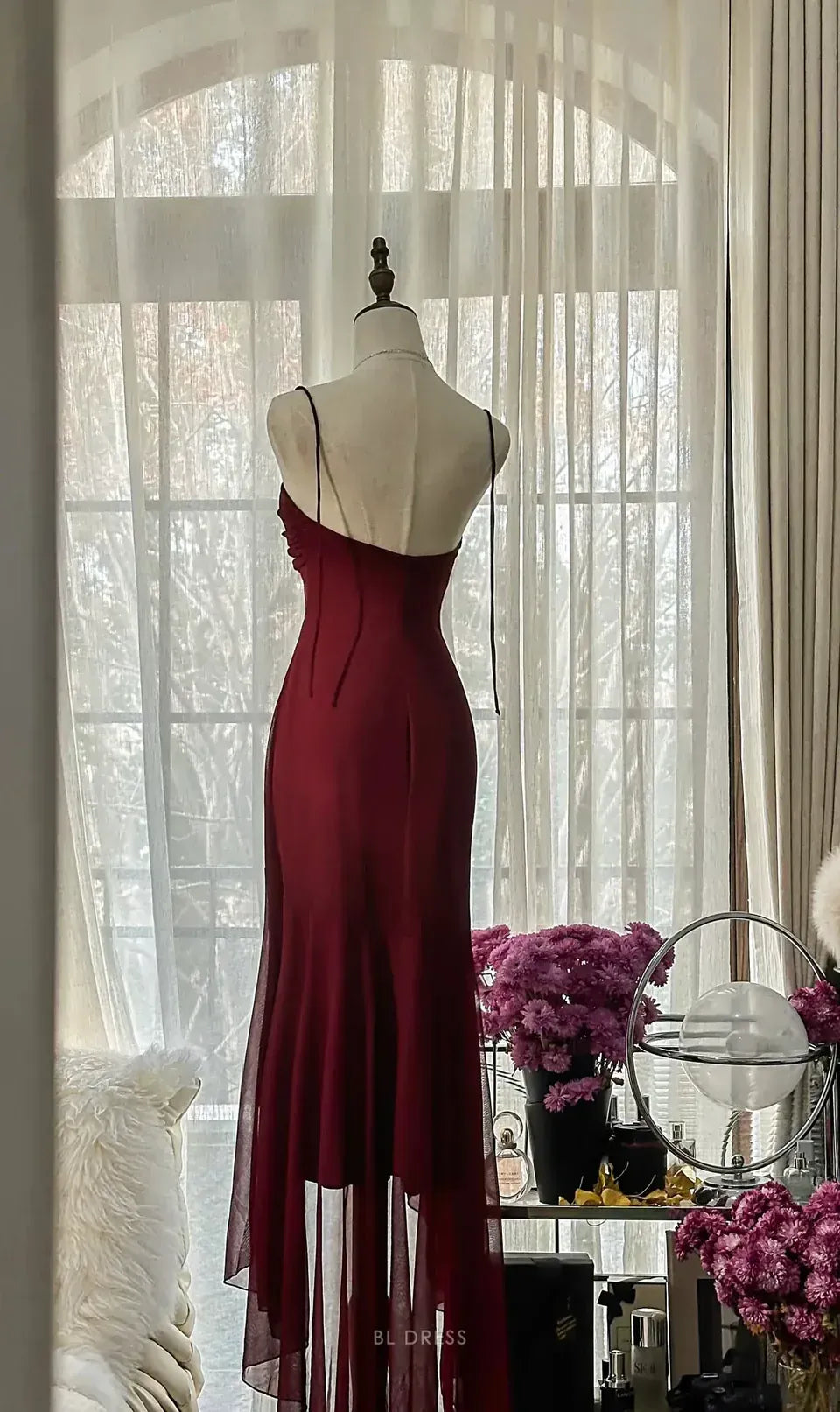 Pretty Mermaid Strapless Sleeveless Backless Chiffon Floor-Length Prom Dress