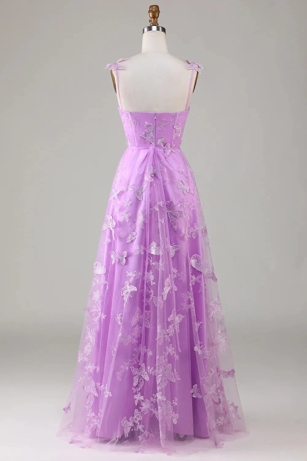 Quyihu Dress A-Line Maxi Dress Purple Stunning Maxi Dress Tulle with Split 3D Butterflies Prom Dress