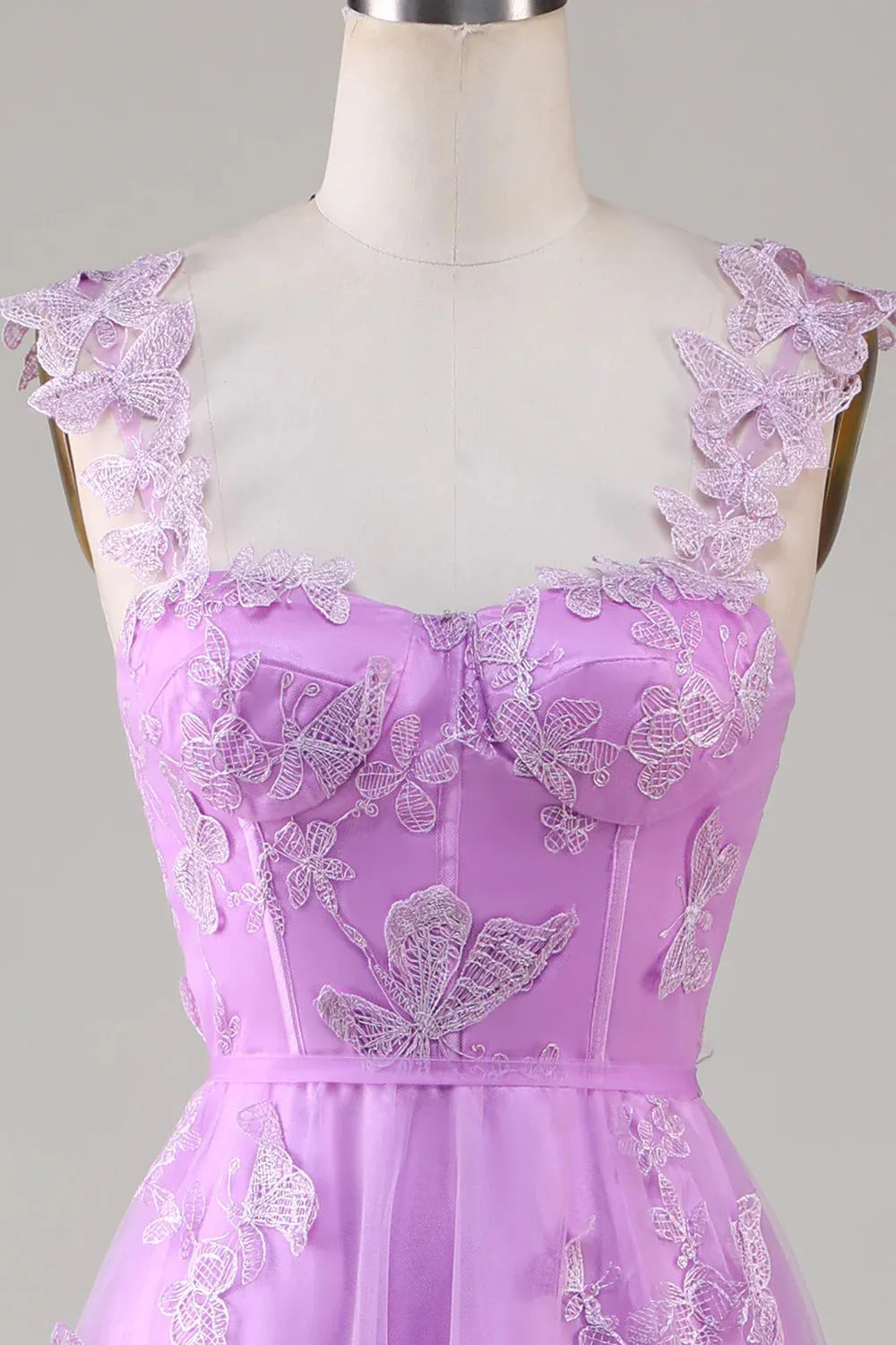 Quyihu Dress A-Line Maxi Dress Purple Stunning Maxi Dress Tulle with Split 3D Butterflies Prom Dress