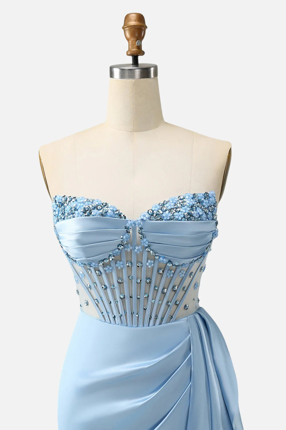 Quyihu Dress Blue Beaded Ruched Bodycon Short Dress with Shawl Homecoming Dress