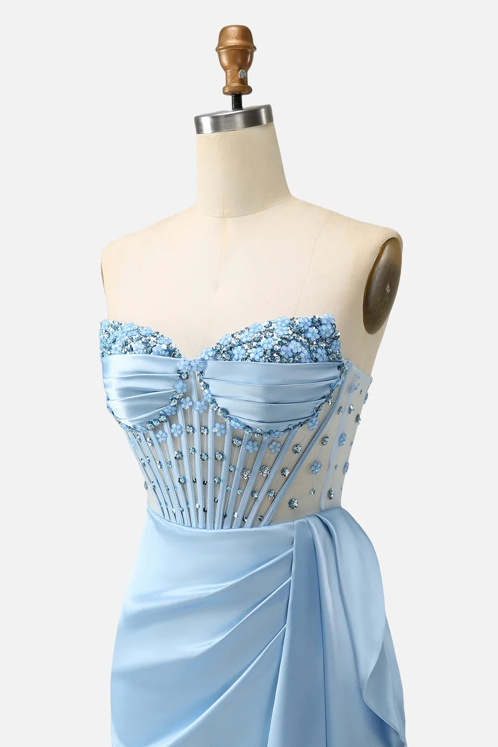 Quyihu Dress Blue Beaded Ruched Bodycon Short Dress with Shawl Homecoming Dress