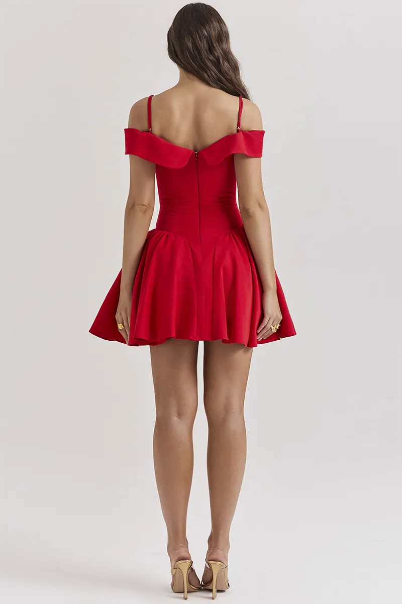 Quyihu Dress Cold Shoulder Corset A-Line Pleated Hem Cocktail Party Slip Mini Dresses Black Homecoming Dress