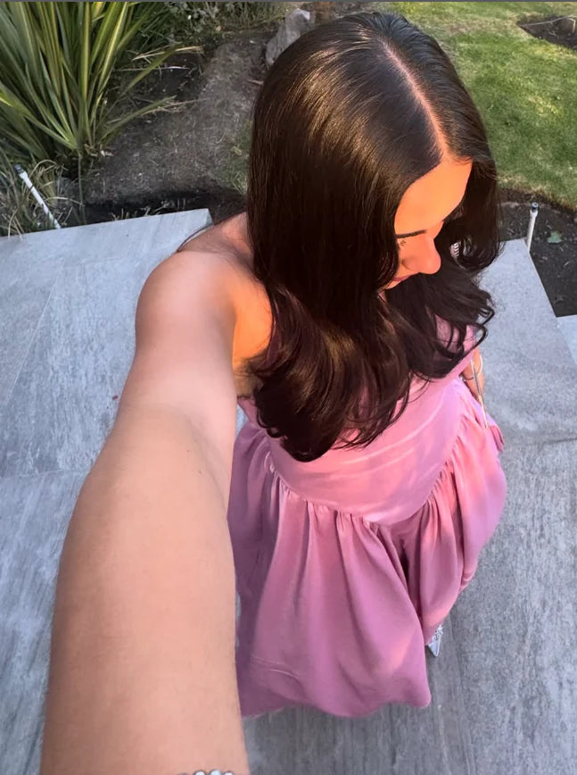 Quyihu Dress Cute A Line Halter V Neck Pink Satin Open Back Party Dress Graduation Prom Dress