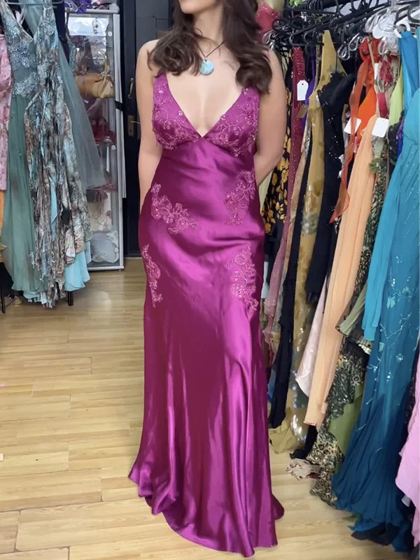 Quyihu Dress Vintage Mermaid Spaghetti Straps Backless Long Prom Dress Evening Dress Formal Dress