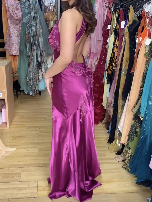 Quyihu Dress Vintage Mermaid Spaghetti Straps Backless Long Prom Dress Evening Dress Formal Dress