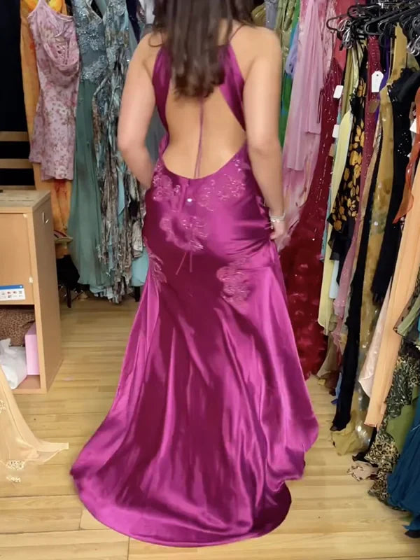 Quyihu Dress Vintage Mermaid Spaghetti Straps Backless Long Prom Dress Evening Dress Formal Dress