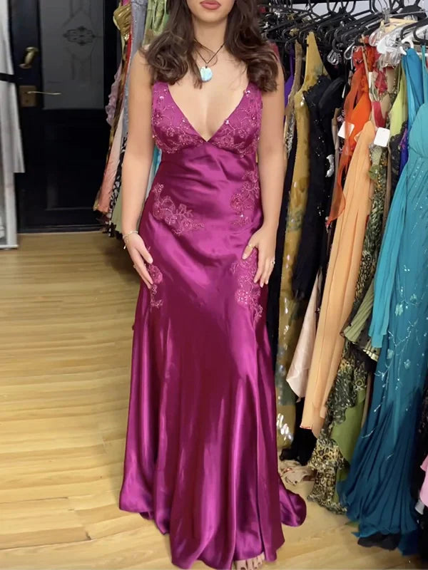 Quyihu Dress Vintage Mermaid Spaghetti Straps Backless Long Prom Dress Evening Dress Formal Dress