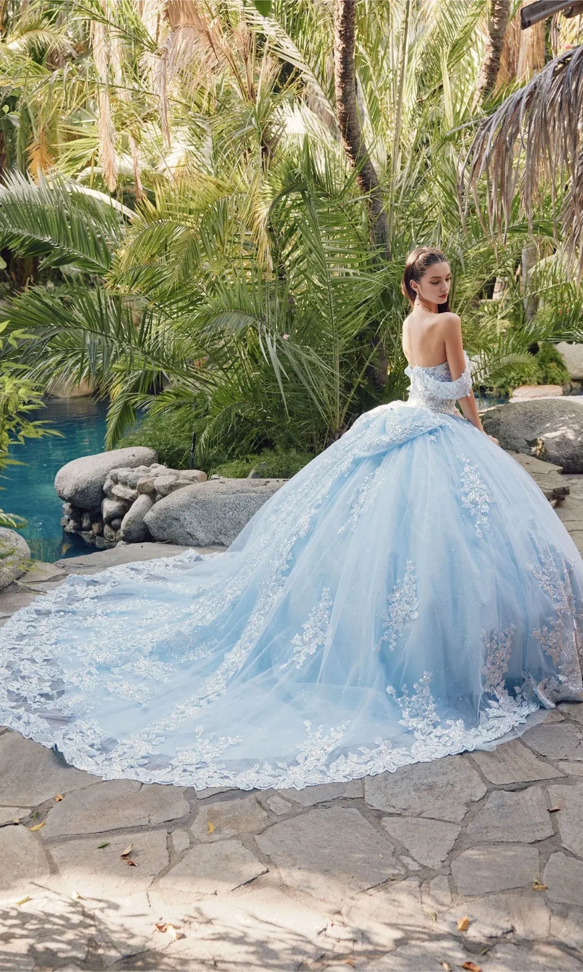 Quyihu Quinceanera Dress Long Pastel Tulle A-line Ball Gown With Off The Shoulder Straps And Sequin Details Formal Wear Dresses