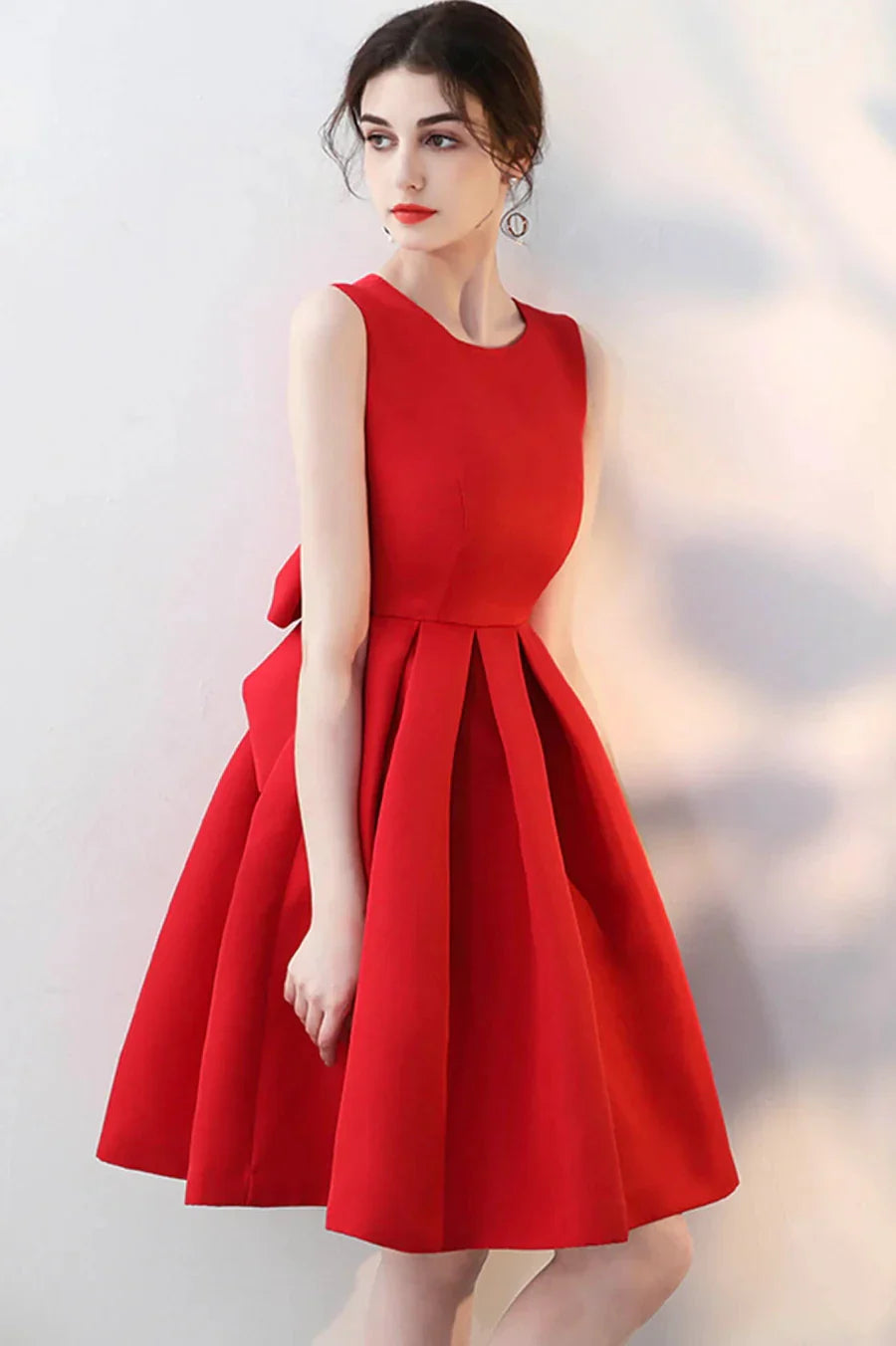 Red Satin Short Prom Dresses A-Line Party Homecoming Dresses