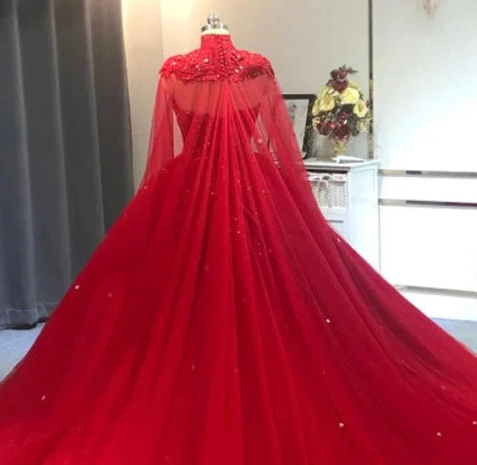 Red Wedding Dresses Ball Gown Crystals Sweet 16 Quinceanera Dress