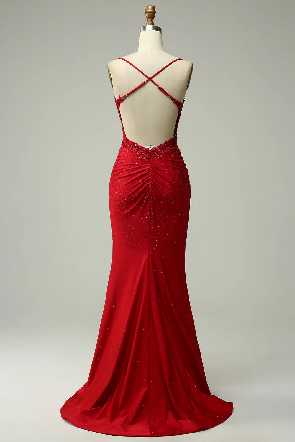 Mermaid Halter Court Train Dress Prom Dress with Appliques Beading