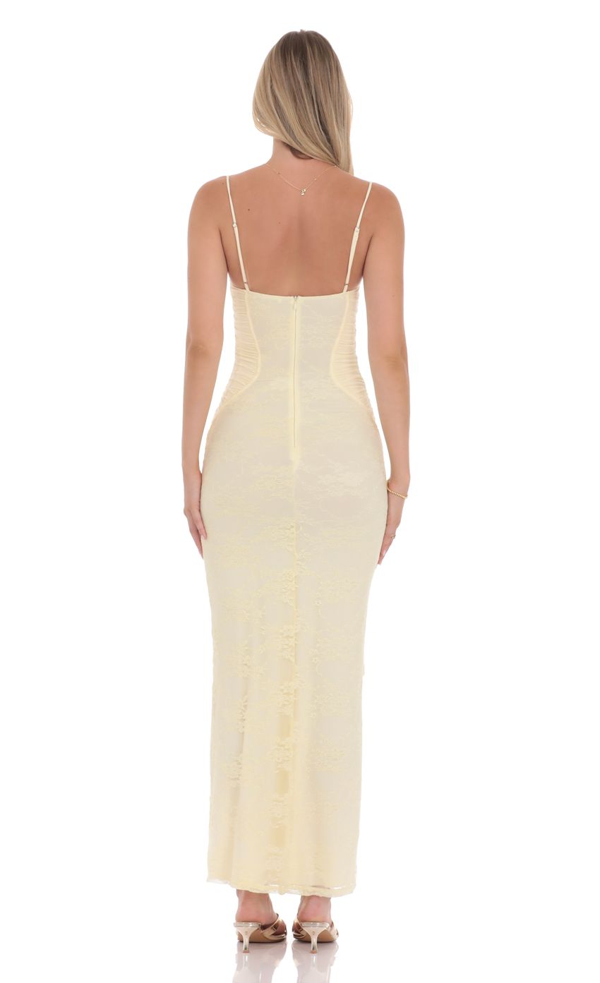 Romantic Sheath Spaghetti-Strap Ruched-Accent Ivory Lace Midi-Length Prom Dresses