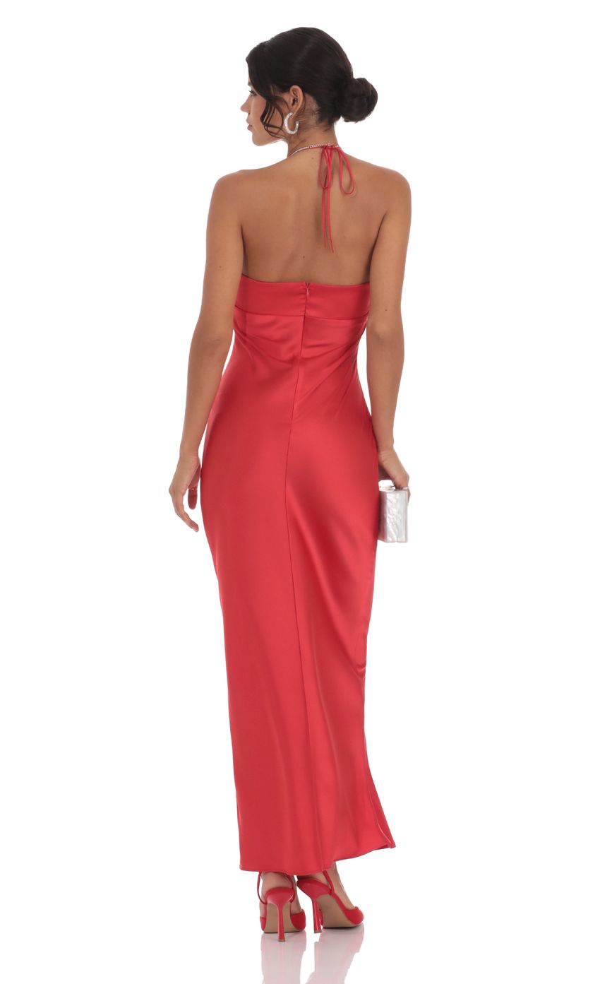 Romantic Sheath Sweetheart Halter-Strap Open-Back Satin Floor-Length Prom Dresses
