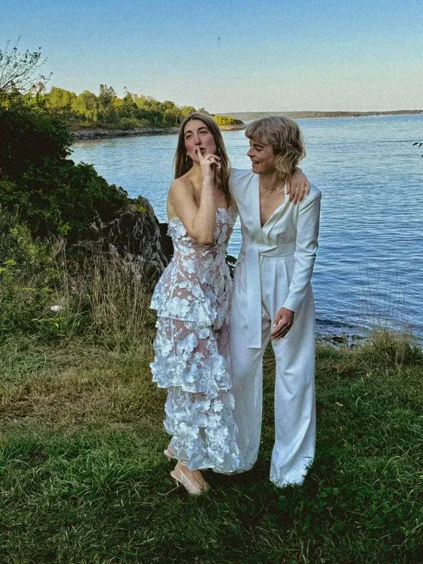 Romantic Strapless Floral Applique White Maxi Prom Dress For Sale