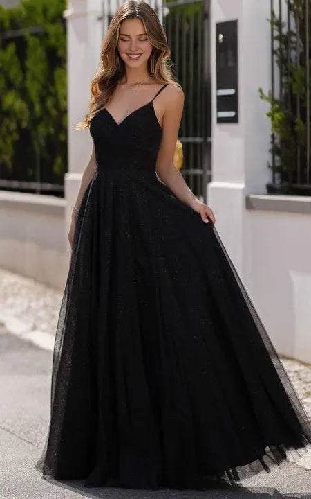 Sexy Sleeveless Floor-length A Line Tulle Deep-V Back Prom Dress with Ruching/Formal Women's Dresses
