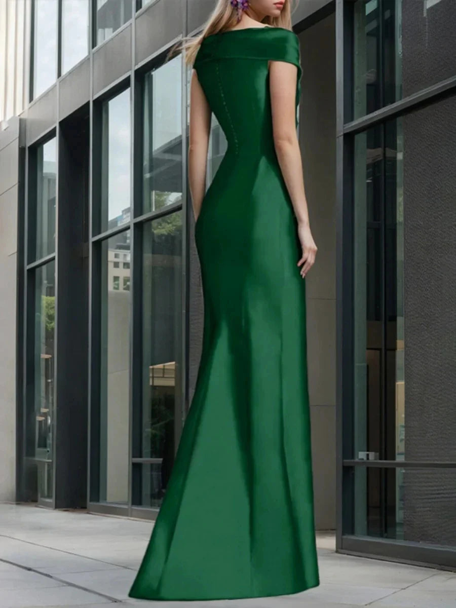 Sheath Column Off-The-Shoulder Sleeveless Pleated Asymmetrical Mother Of The Bride Dresses with Ruffles