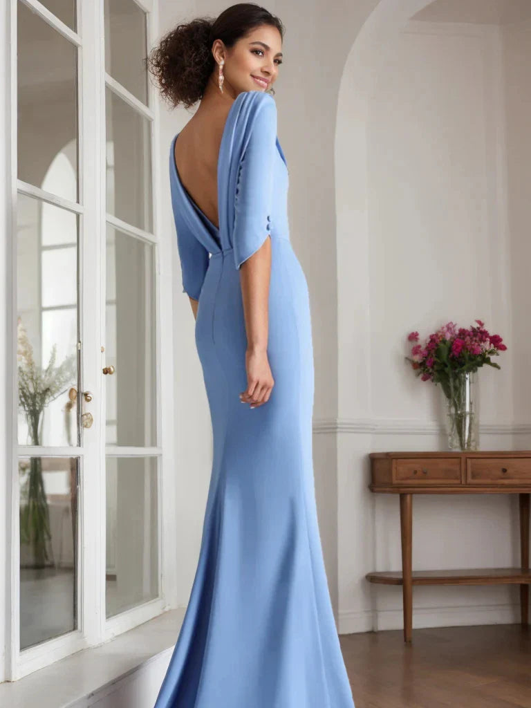 Sheath Column Scoop 12 Length Sleeves Floor-Length Mother of the Bride & Groom Dresses with Rhinestone