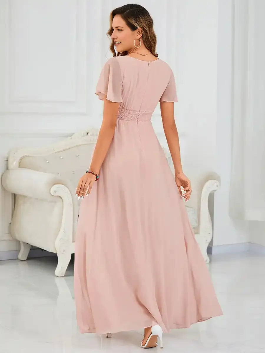 Simple Chiffon Pleated A-Line Bridesmaid Dress