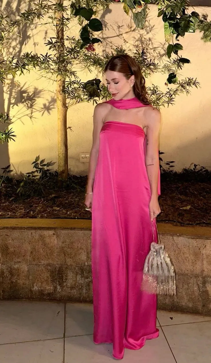 Simple Fitted Off the Shoulder Sleeveless Satin Solid Color Sweep Train Prom Dress