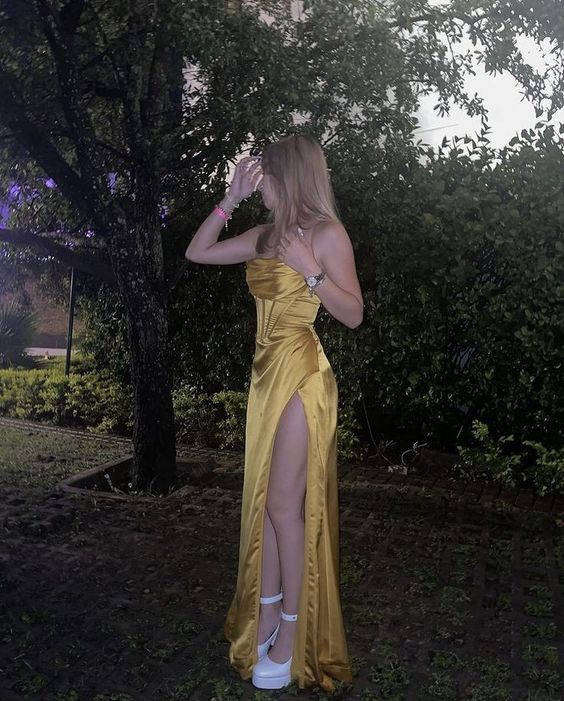 Simple Mermaid/Trumpet Spaghetti Straps Sleeveless Satin Floor-Length Prom Dress